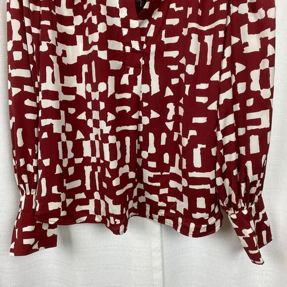 Banana Republic Red Cranberry Long Volume Sleeve Blouse Sz.M NWT - Picture 4 of 13